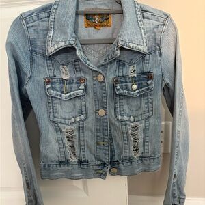 True Religion Light Blue Distressed Jean Jacket